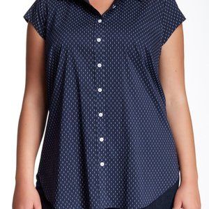 Susina button down teeny polka dot PLUS size navy